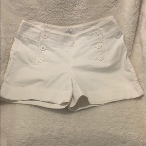 Express Design Studio White Sailor Button Shorts